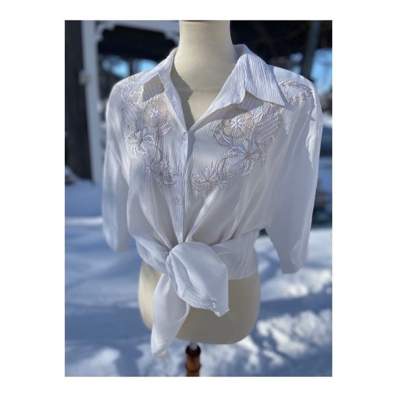 Vintage Cottagecore Blouse Short Sleeve Embroidery Sz 1X - Picture 12 of 12